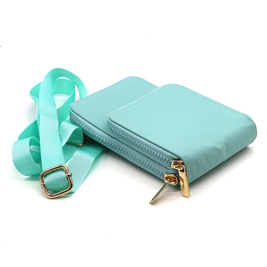 Aqua Recycled Nylon Phone Bag