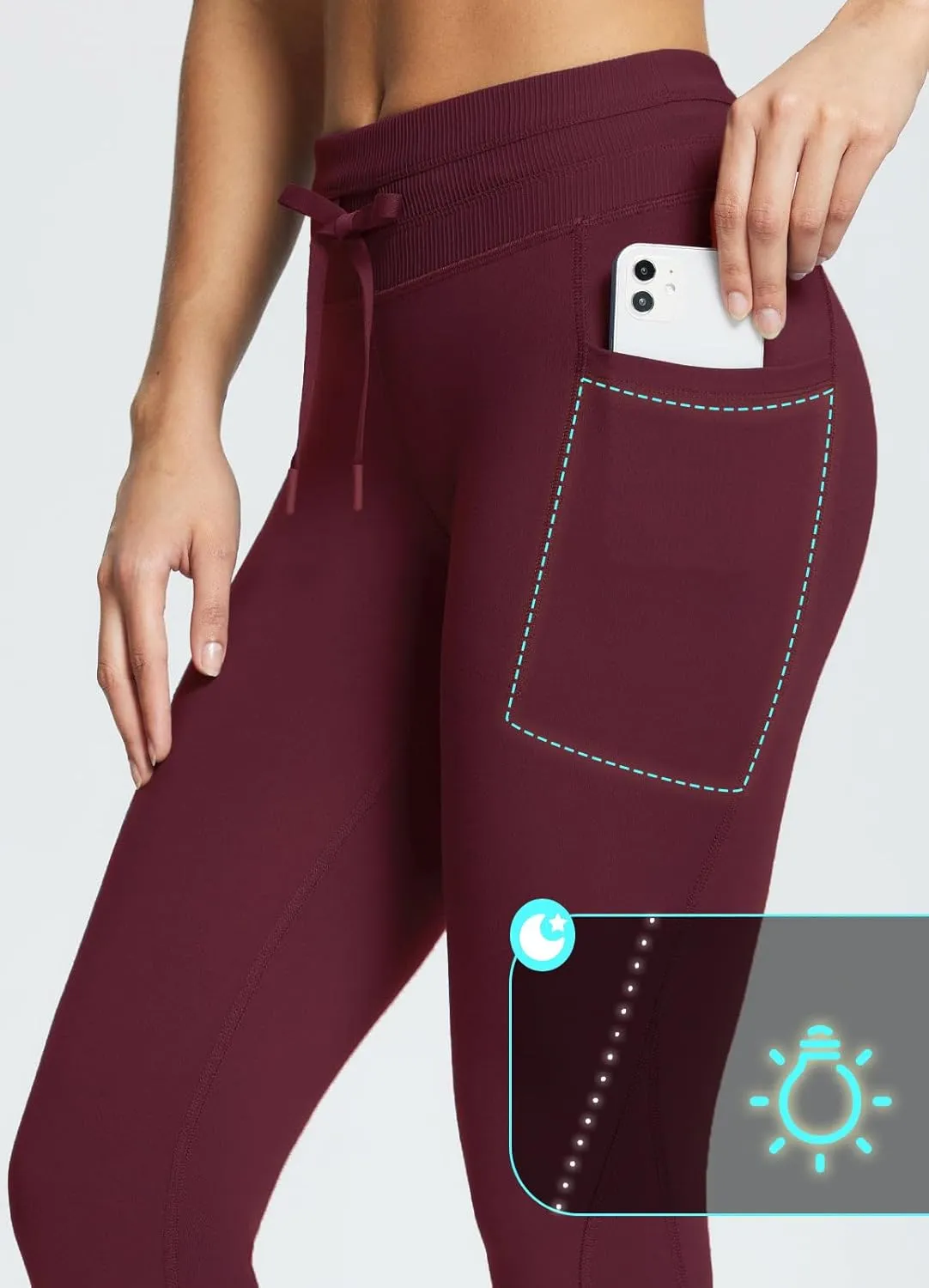 baleaf Women's Fleece Lined High Waisted Leggings Water Resistant Thermal Warm Winter Tights Ski Hiking Pants with Pockets