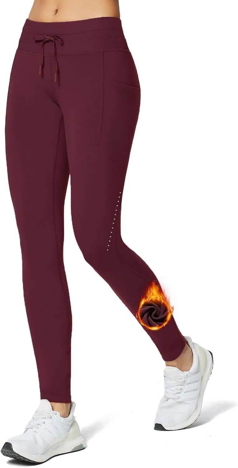 baleaf Women's Fleece Lined High Waisted Leggings Water Resistant Thermal Warm Winter Tights Ski Hiking Pants with Pockets