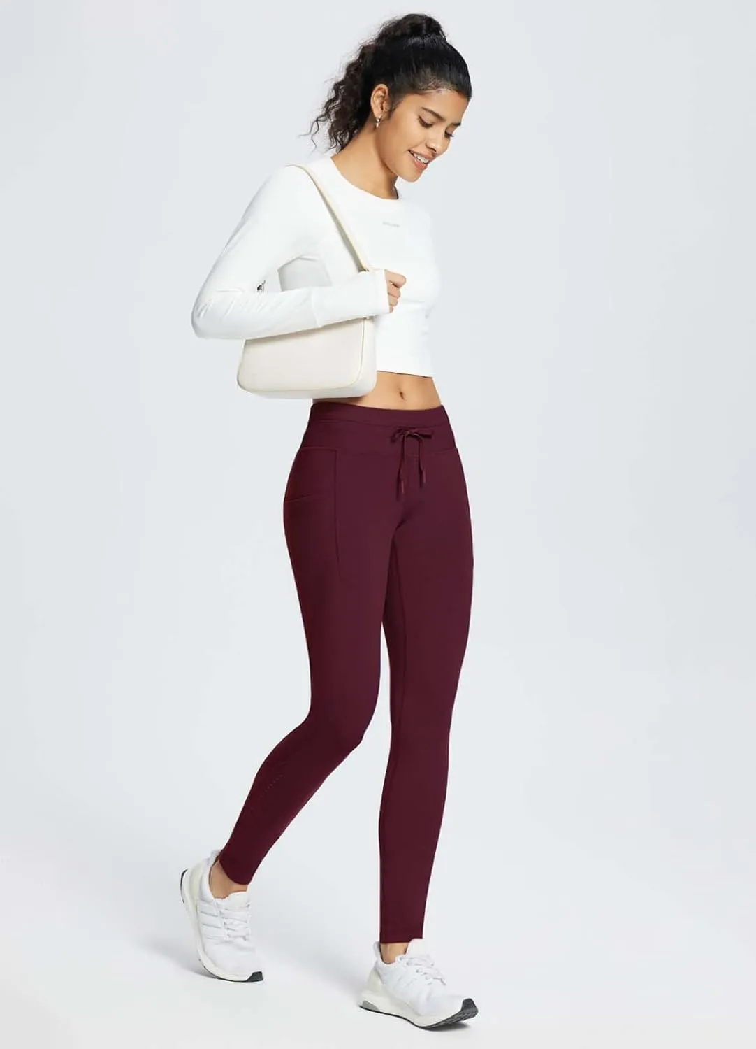 baleaf Women's Fleece Lined High Waisted Leggings Water Resistant Thermal Warm Winter Tights Ski Hiking Pants with Pockets