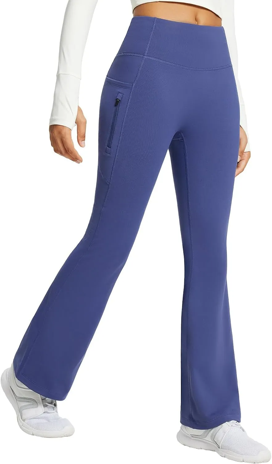 baleaf Women's Fleece Lined Pants Water Resistant Winter Thermal Warm Flare Leggings Bell Bottom Yoga Pants with Pockets