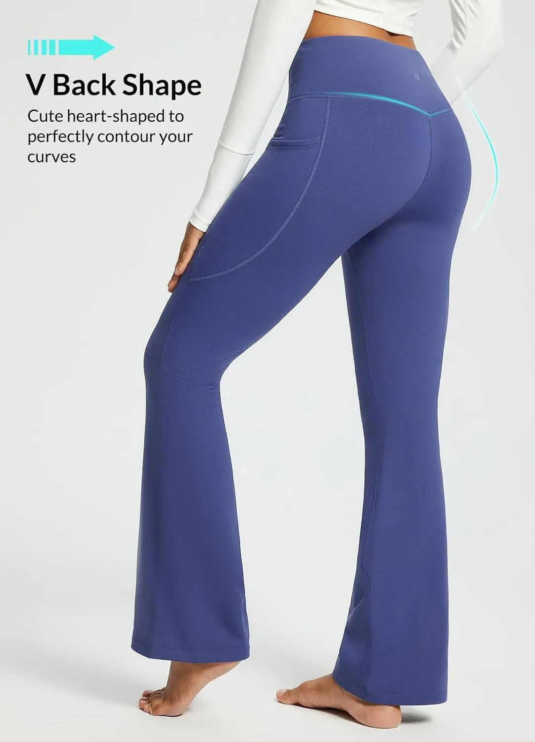 baleaf Women's Fleece Lined Pants Water Resistant Winter Thermal Warm Flare Leggings Bell Bottom Yoga Pants with Pockets