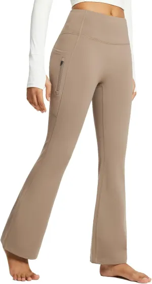 baleaf Women's Fleece Lined Pants Water Resistant Winter Thermal Warm Flare Leggings Bell Bottom Yoga Pants with Pockets