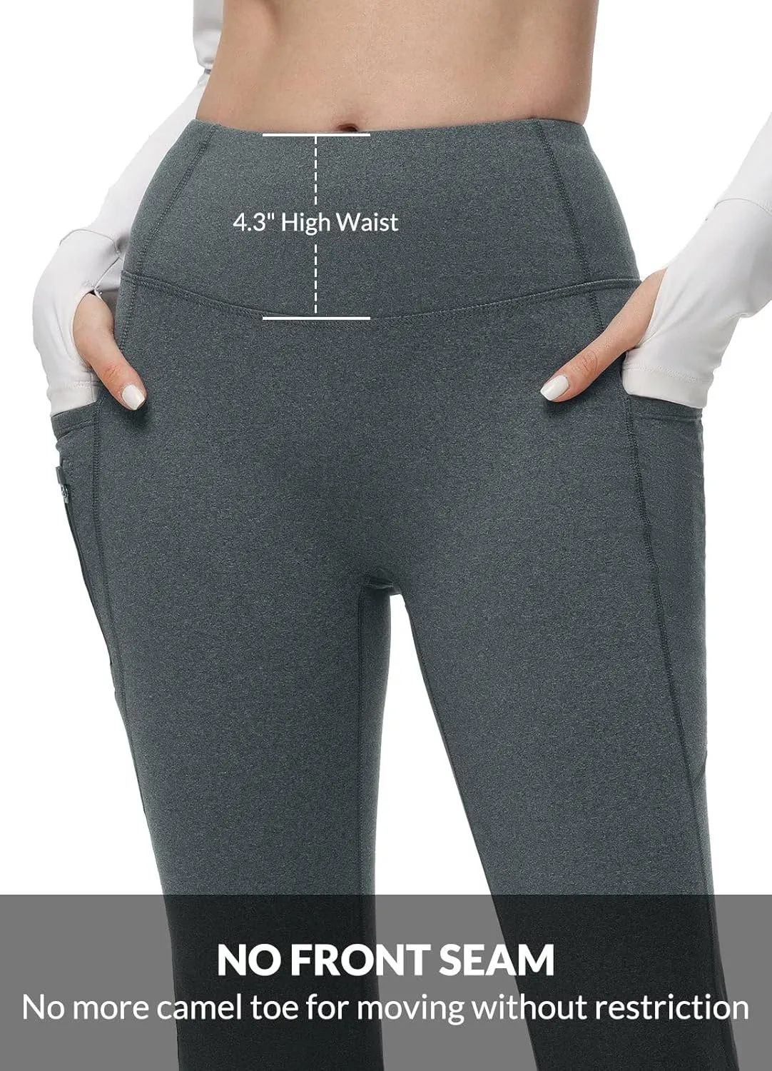 baleaf Women's Fleece Lined Pants Water Resistant Winter Thermal Warm Flare Leggings Bell Bottom Yoga Pants with Pockets