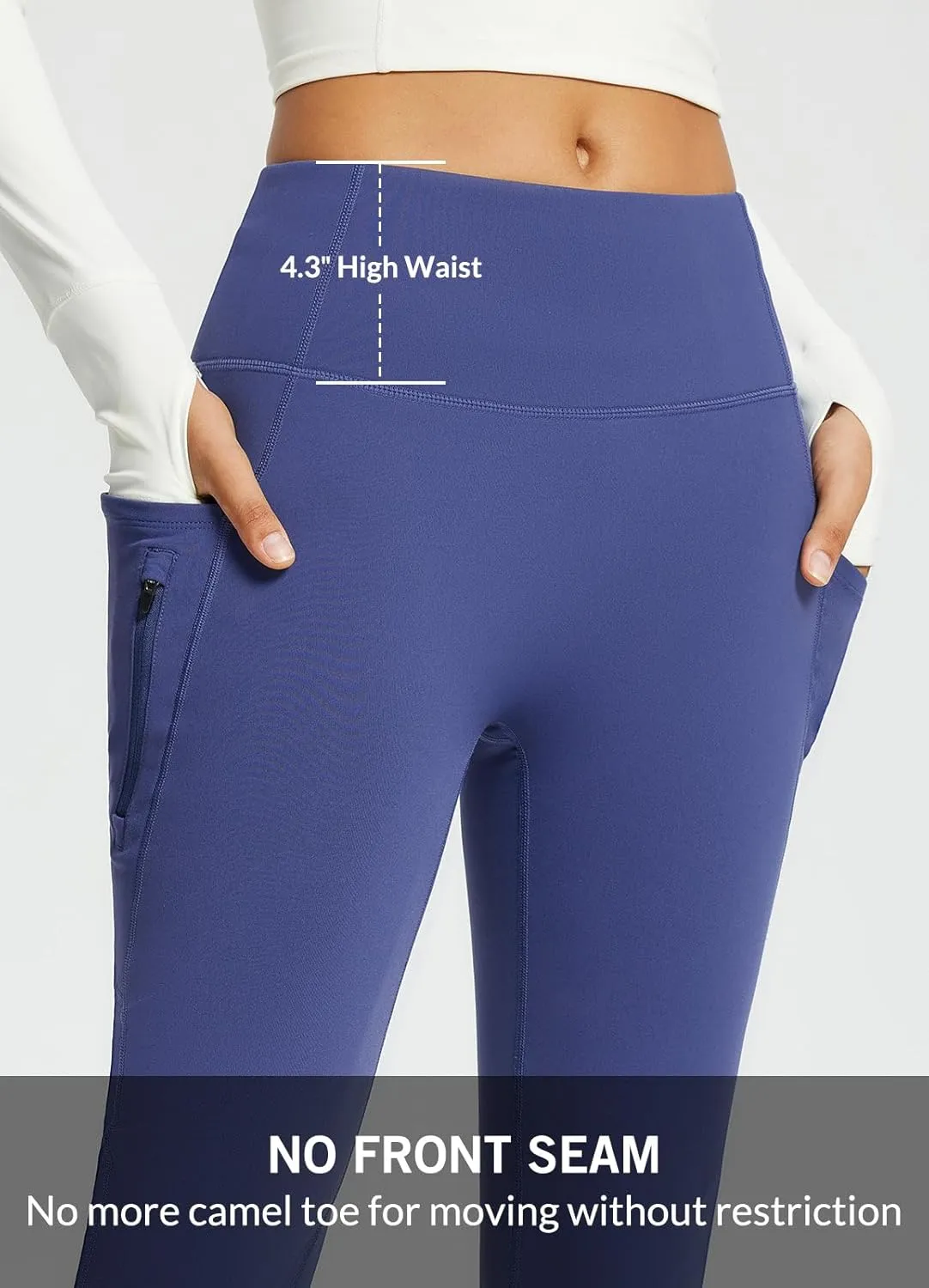 baleaf Women's Fleece Lined Pants Water Resistant Winter Thermal Warm Flare Leggings Bell Bottom Yoga Pants with Pockets