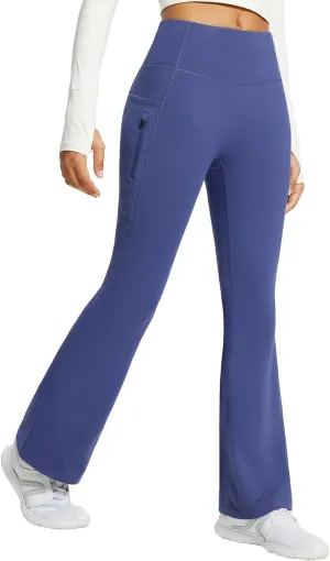 baleaf Women's Fleece Lined Pants Water Resistant Winter Thermal Warm Flare Leggings Bell Bottom Yoga Pants with Pockets