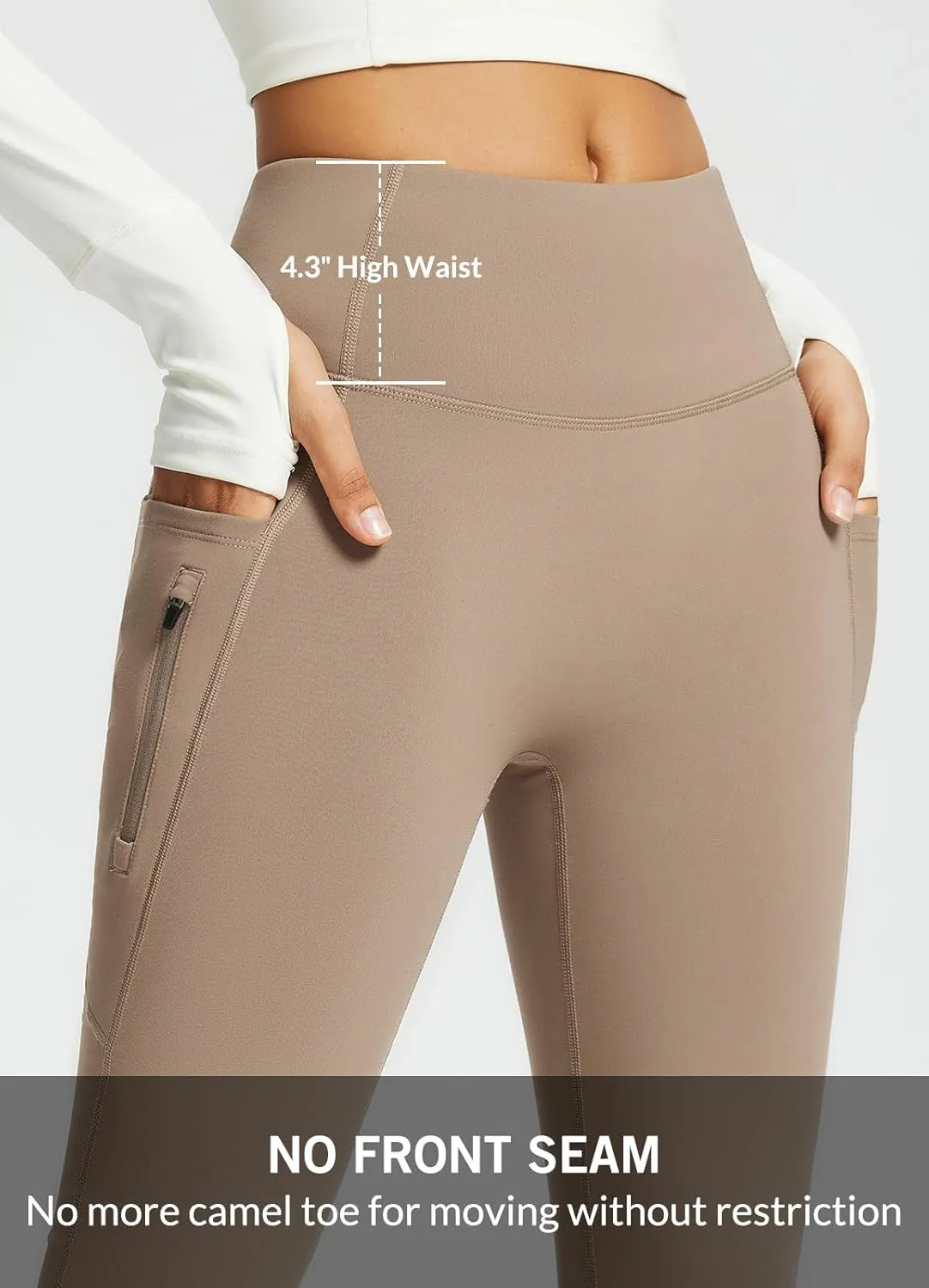 baleaf Women's Fleece Lined Pants Water Resistant Winter Thermal Warm Flare Leggings Bell Bottom Yoga Pants with Pockets