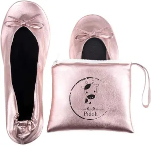 Ballet Flats Shoes -Women's Foldable Portable Travel Roll Up Shoes with Pouch