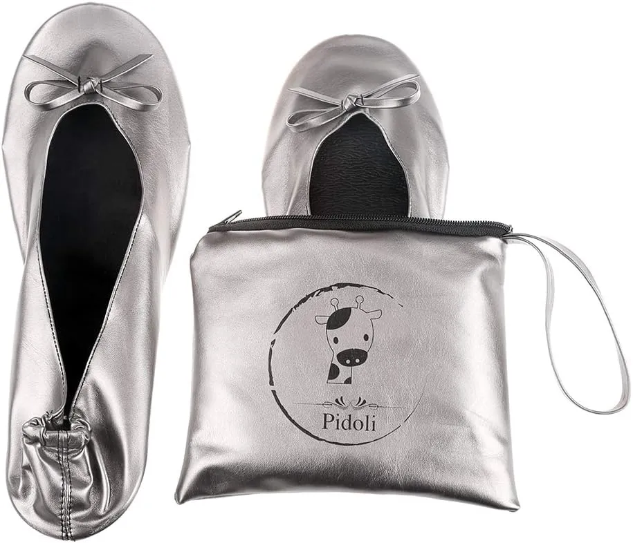 Ballet Flats Shoes -Women's Foldable Portable Travel Roll Up Shoes with Pouch
