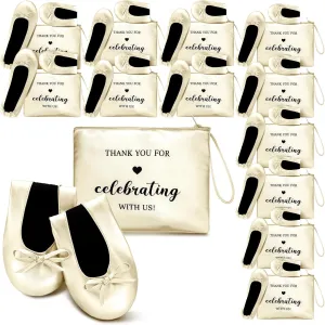 Cuffbow 12 Pairs Wedding Foldable Flats Dancing Shoes Rollable Ballet Flats Bulk Party Wedding Slippers Bridesmaids Guests
