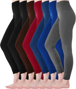 Diravo 7 Pack Fleece Lined Leggings Womens Fashion High Waist Tummy Control Leggings for Women Winter Warm