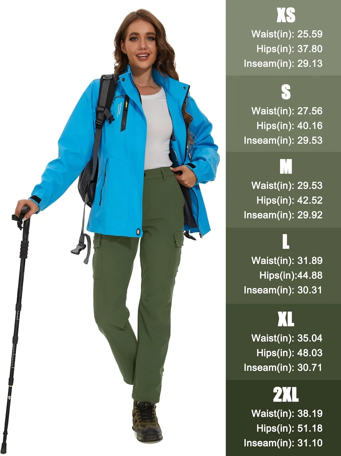 MAGCOMSEN Women's Fleece Lined Winter Hiking Waterproof Insulated Outdoor Snow Ski Softshell Pants for Cold Weather
