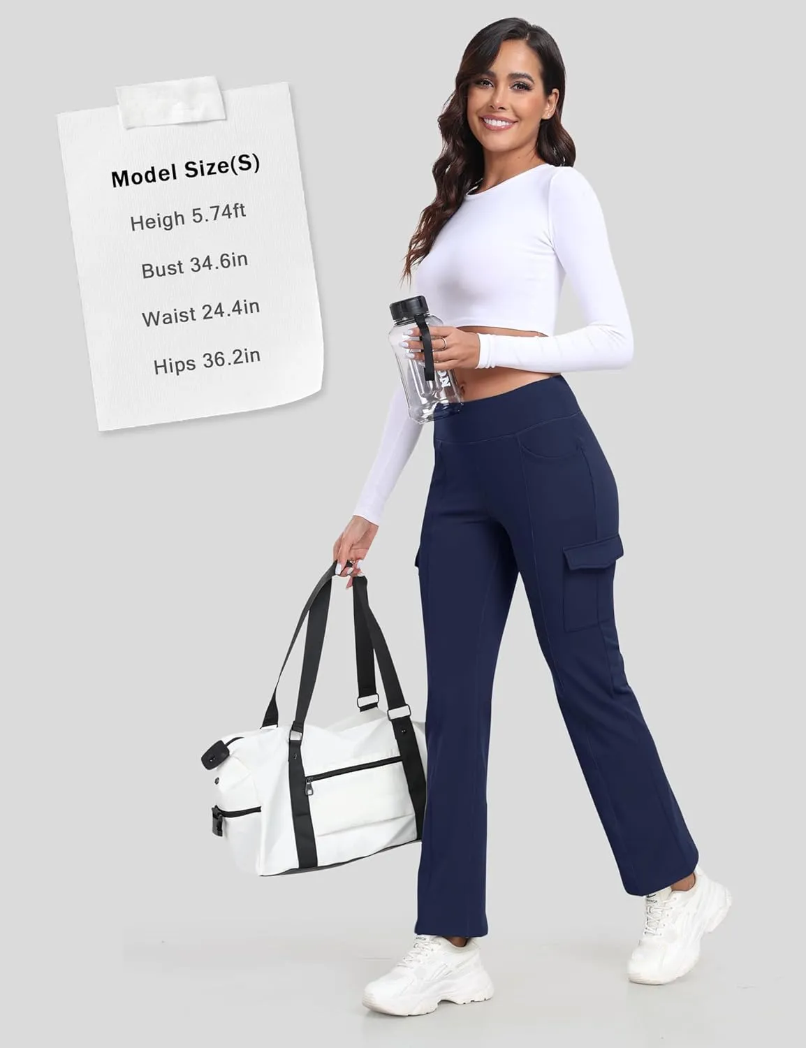 MoFiz Women's Sweatpants Fleece Lined Pants Winter Thermal Water Resistant Crossover Flare Leggings Warm Hiking Outdoor