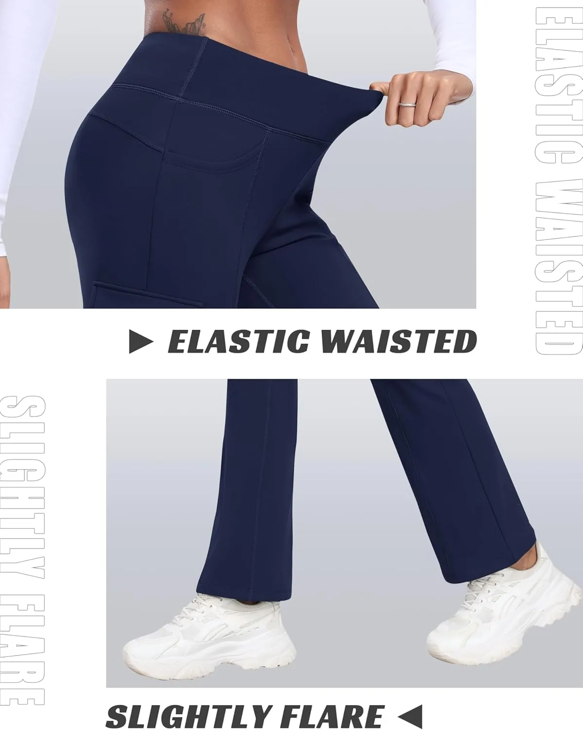 MoFiz Women's Sweatpants Fleece Lined Pants Winter Thermal Water Resistant Crossover Flare Leggings Warm Hiking Outdoor