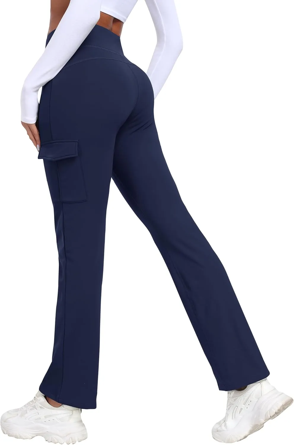 MoFiz Women's Sweatpants Fleece Lined Pants Winter Thermal Water Resistant Crossover Flare Leggings Warm Hiking Outdoor