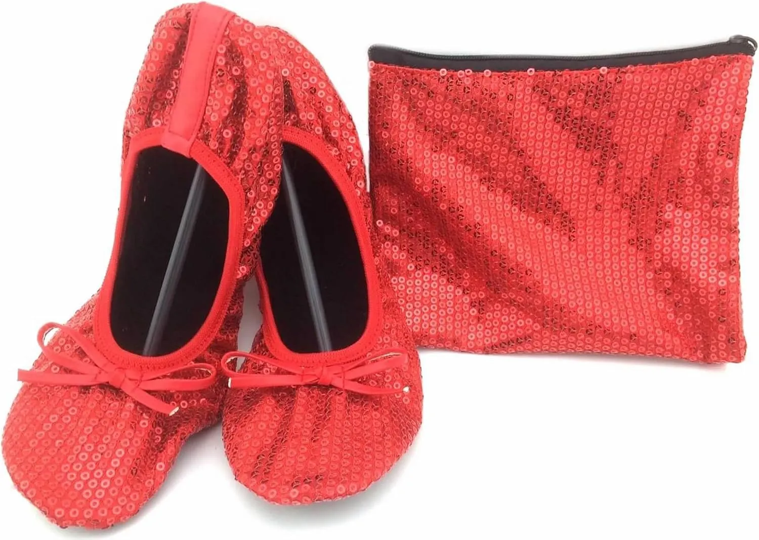 Shoes8teen Kids Girls Foldable Portable Travel Ballet Flat Shoes w/Matching Carrying Case