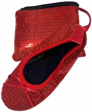 Shoes8teen Kids Girls Foldable Portable Travel Ballet Flat Shoes w/Matching Carrying Case