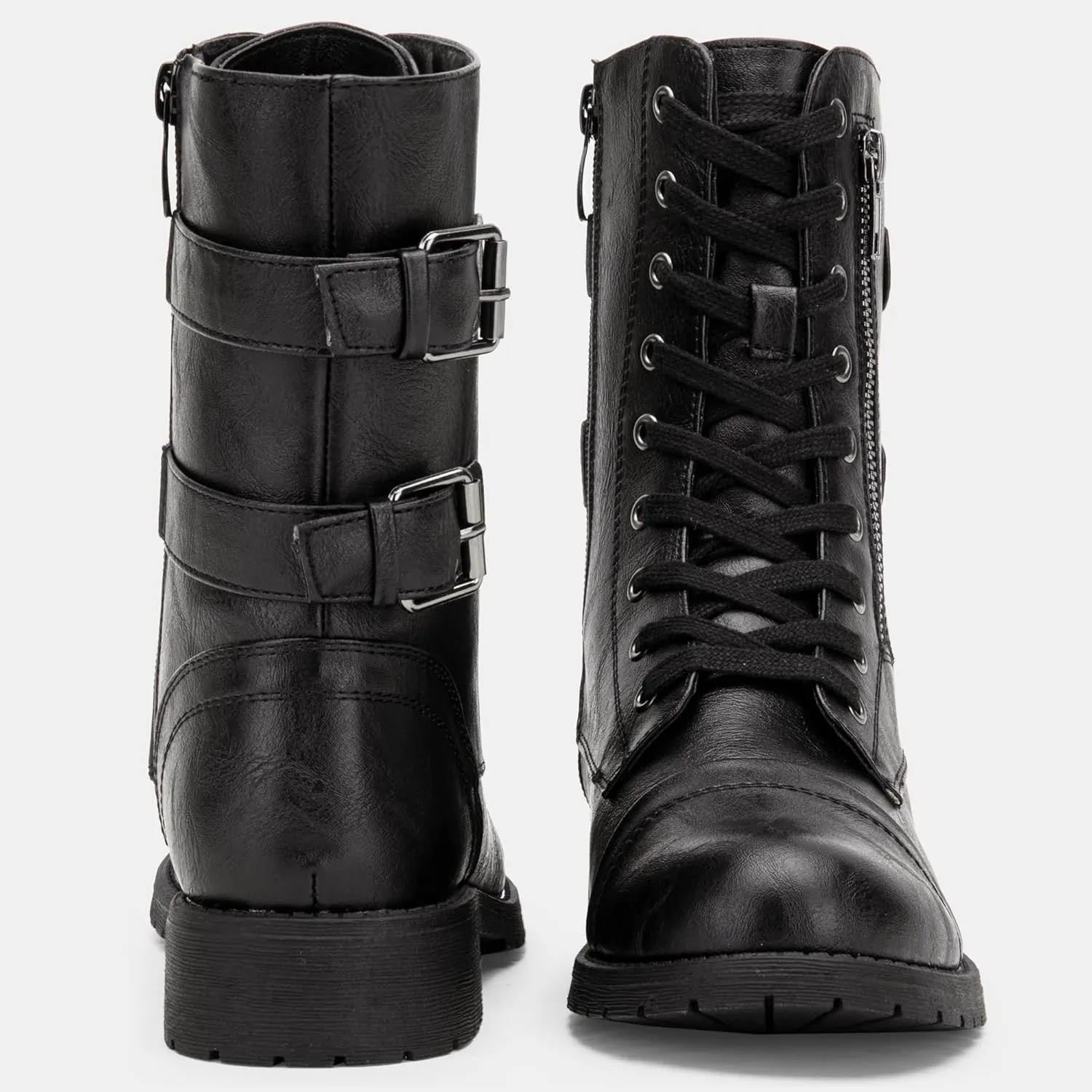 Vepose Women's 928 Combat Boots Low Heel, Mid Calf Military Boots with Card Knife Wallet Pocket