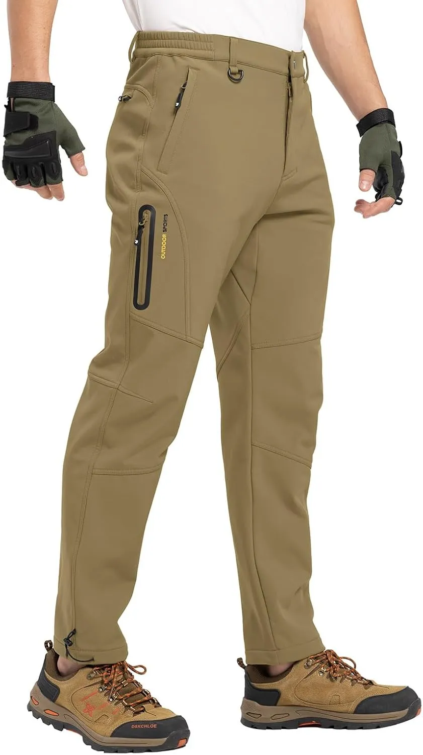 YSENTO Men's Fleece Lined Snow Ski Pants Waterproof Softshell Insulated Winter Cargo Hiking Camping Pants