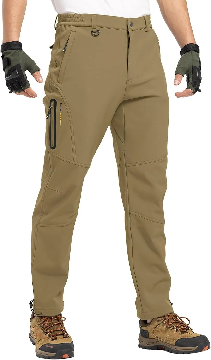 YSENTO Men's Fleece Lined Snow Ski Pants Waterproof Softshell Insulated Winter Cargo Hiking Camping Pants